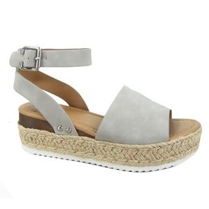 SODA Topic Flatform Sandals Espadrille Gray Grey